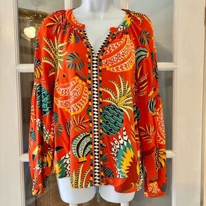 FARM Rio Tropical Resort Peasant Blouse XS EUC